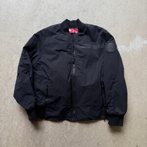 Women's Nike Air Insulated Black Zip Up Woven Shell Bomber Jacket Coat Sz Large